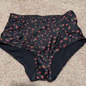 Reformation Black Floral Bikini Bottoms